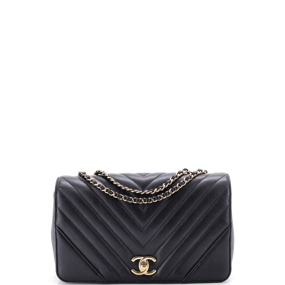 Chanel Small Statement Flap Bag Chevron Calfskin